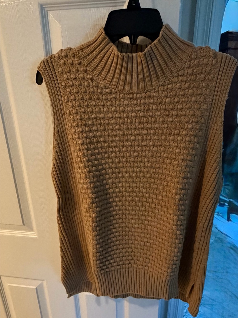 Vince Camuto Sleeveless Knit Mock Neck Sweater - Camel